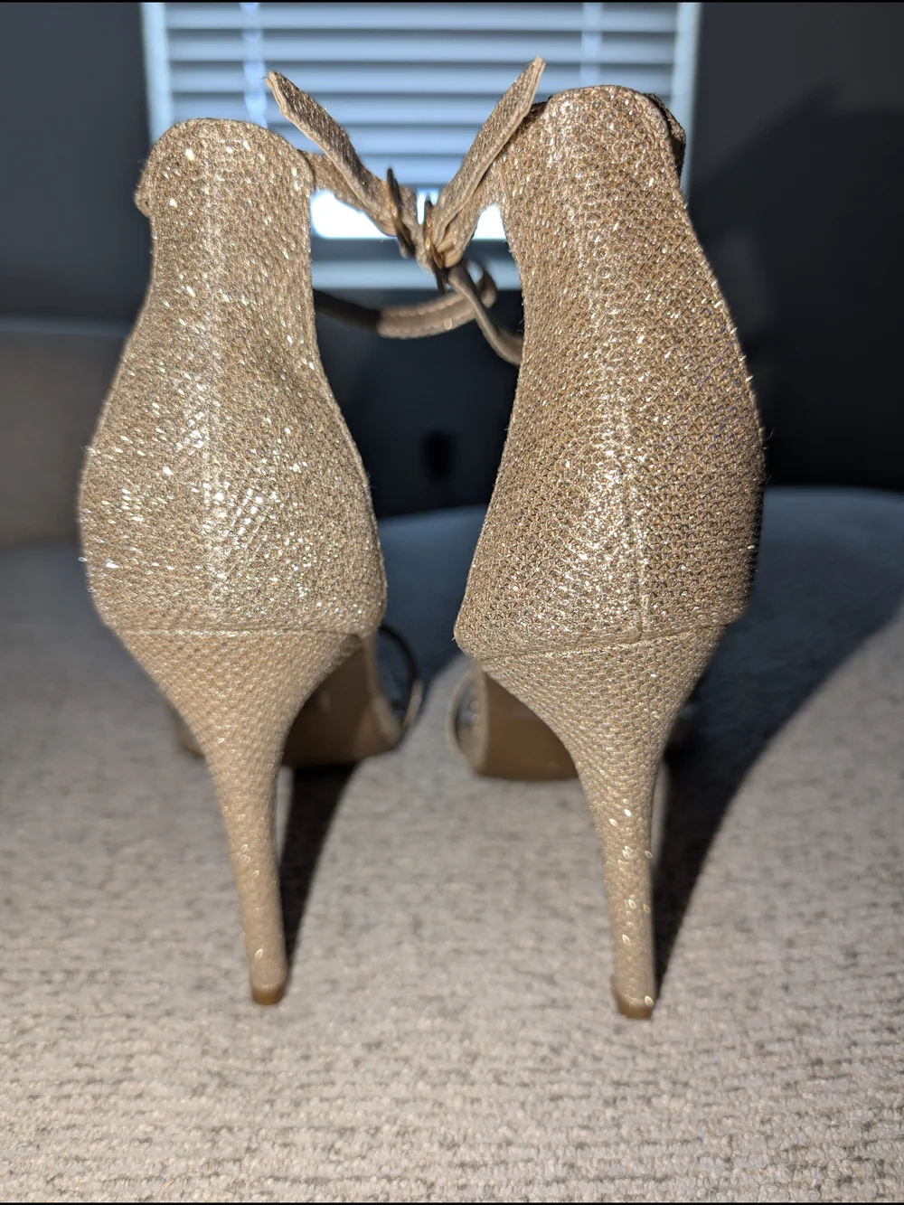 NWOT Ankle-Strap High Heel Sandals in Champagne Size 8